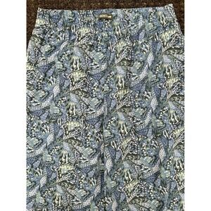 Toad&Co Boho Women Blue Butterfly Print Wide Leg Elastic Waist Crop Pants Large